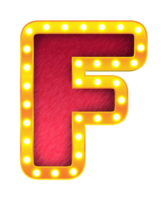 f rétro cinéma ampoule signe alphabet png