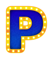 p retro kino glühbirne zeichen alphabet png