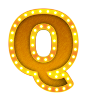 q alphabet de signe d'ampoule de cinéma rétro png