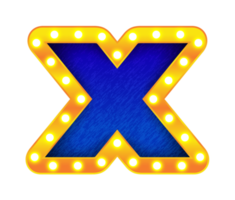 x retro cinema light bulb sign alphabet png