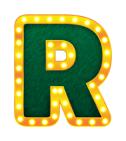 r rétro cinéma ampoule signe alphabet png