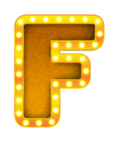 f alfabeto de sinal de lâmpada de cinema retrô png