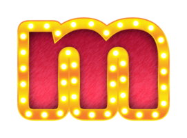 m retro cinema light bulb sign alphabet png