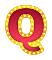 q alphabet de signe d'ampoule de cinéma rétro png