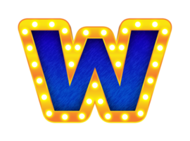 w retro cinema light bulb sign alphabet png