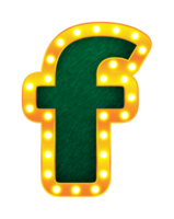 f rétro cinéma ampoule signe alphabet png