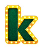 k alfabeto de sinal de lâmpada de cinema retrô png