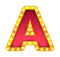 un alphabet de signe d'ampoule de cinéma rétro png