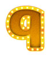 q alphabet de signe d'ampoule de cinéma rétro png