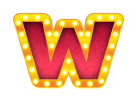 w retro cinema light bulb sign alphabet png