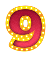 9 alphabet de signe d'ampoule de cinéma rétro png