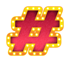 Hashtag Retro Kino Glühbirne Zeichen Alphabet png