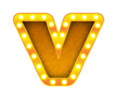 v retro cinema light bulb sign alphabet png