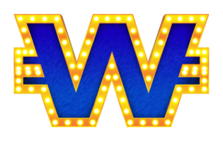 won retro cinema light bulb sign alphabet png