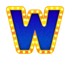 w retro cinema light bulb sign alphabet png