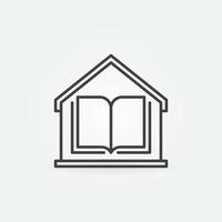 Book inside the House linear icon. Home Education vector sign