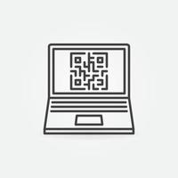 QR Code on Laptop Screen vector concept line icon