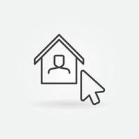 Mouse Click on House linear icon. Vector Work at Home sign