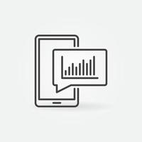 Phone and Speech Bubble with Graph outline vector icon
