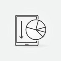 Tablet Computer with Pie Chart linear vector concept icon