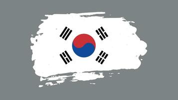 New South Korea hand paint grunge flag vector