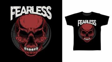 Fearless skull red head vector illustration t-shirt design.