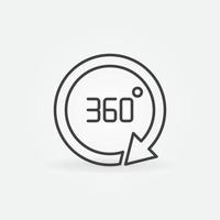 Icono de concepto de vector de rotación de 360 grados en estilo de esquema