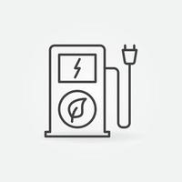 Gas Station with Leaf outline icon. Bio Fuel Energy vector sign
