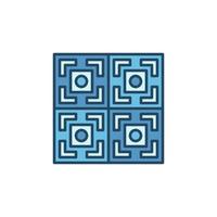 Four Tiles with Geometric Texture vector concept blue icon