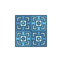 Four Tiles with Geometric Texture vector concept blue icon