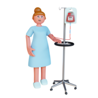 Personnage patient de rendu 3d avec perfusion png