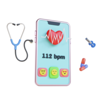 aplicativo de telefone de saúde de renderização 3d png