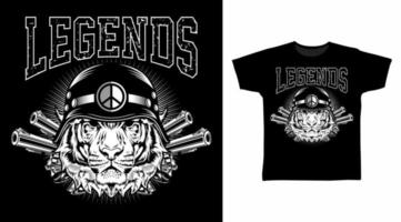 Tiger Head Army with Gun vector illustration t-shirt design concept.