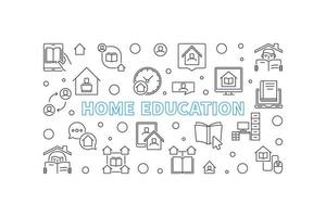 Home Education vector outline horizontal illustration