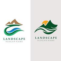 plantilla de diseño de concepto de logotipo de naturaleza de montaña vector