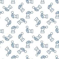 Seamless Pattern with Mic in Hand vector blue line icons