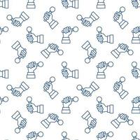 Seamless Pattern with Mic in Hand vector blue line icons