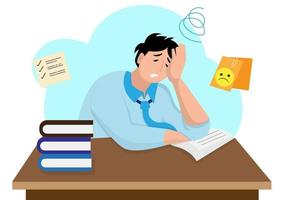 business people work hard so he is tired of low battery power he works hard vector illustration