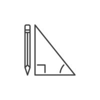 Triangle with Pencil vector outline icon or design element