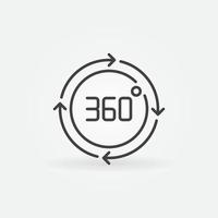 Círculo de 360 grados con icono lineal de flechas. símbolo de contorno vectorial vector