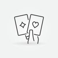 Pair of Playing Cards in Hand vector concept line icon