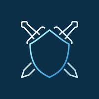 Shield with Crossed Swords vector concept outline colored icon