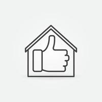 Thumb Up Sign inside House or Building vector outline icon