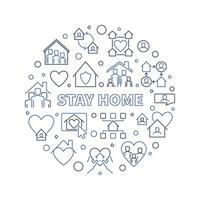 Stay Home vector concept outline round creative illustration