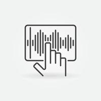 Tablet with Sound Wave outline icon. Speech Recognition sign vector