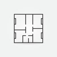 plano de la casa vector línea delgada concepto simple icono