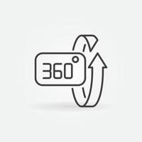 Icono de concepto de vector de rotación de 360 grados en estilo lineal