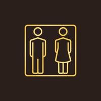 Man and Woman golden linear icon. Vector WC concept sign