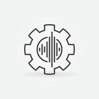 Sound wave inside Cog Wheel vector concept line icon