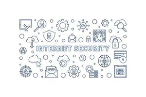 Vector Internet Security concept linear horizontal banner